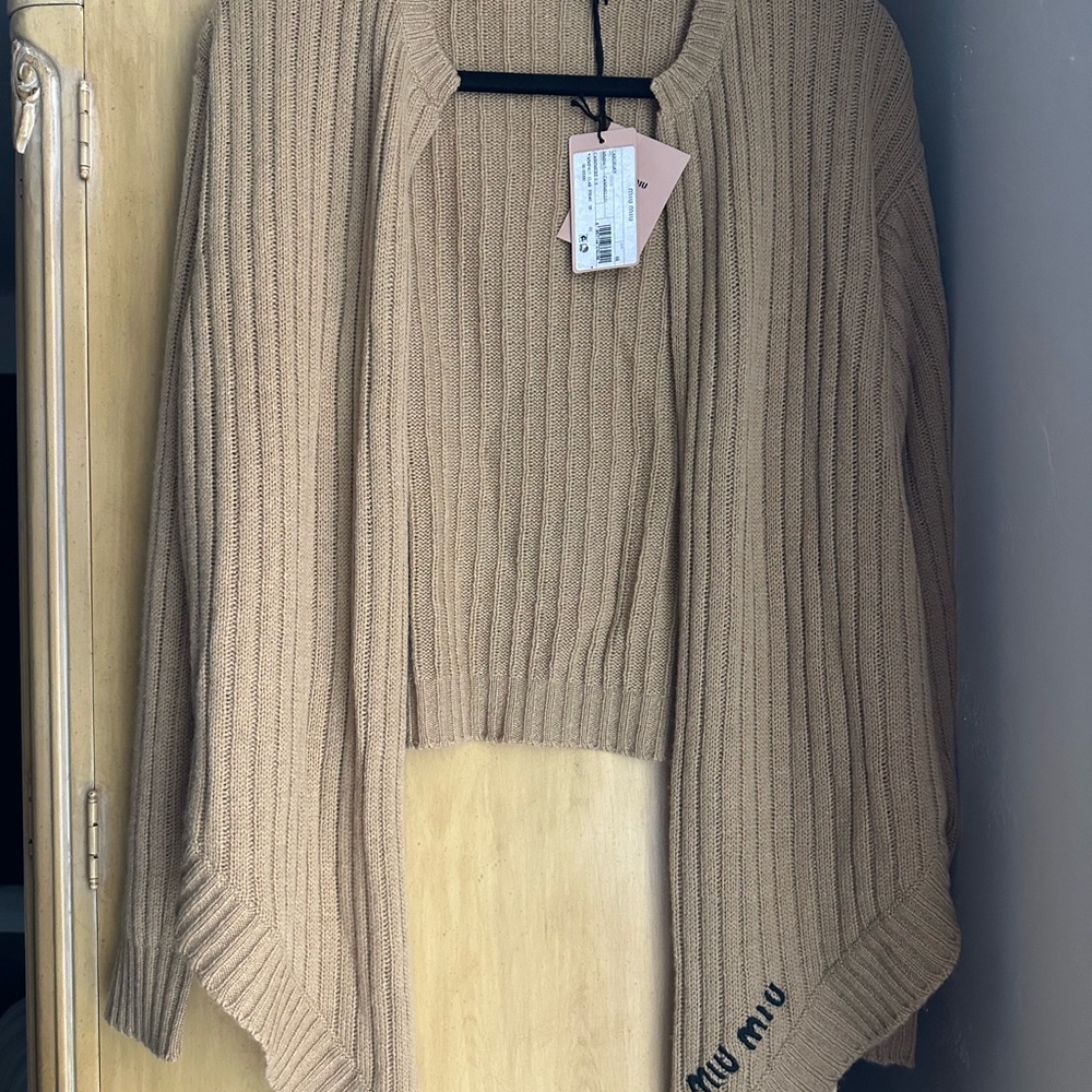 Miu Miu Camel Ribbed Women's Cashmere Sweater
